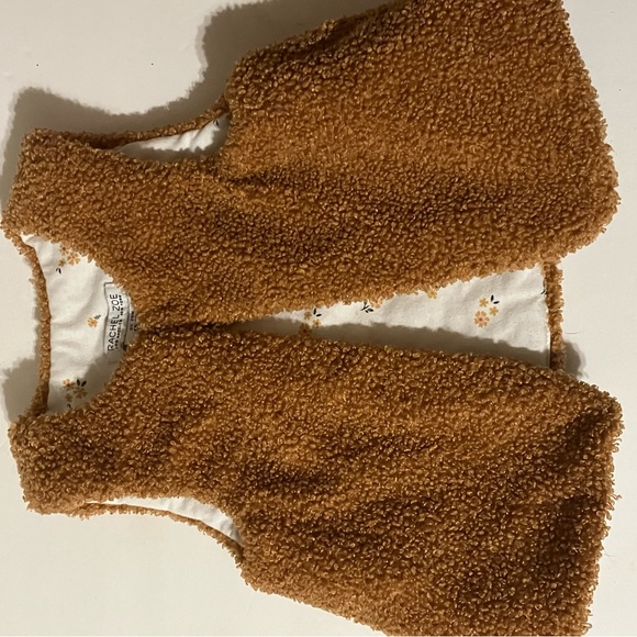 Rachel Zoe Girls Carmel Brown Textured Teddy Vest - Picture 8 of 11